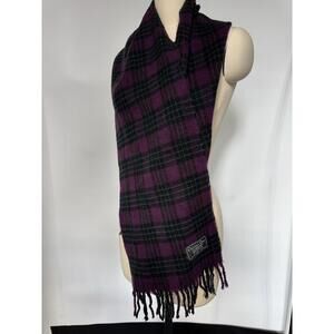 Vintage Christian Dior Cashluxe Acrylic Scarf Purple Plaid Casual Soft